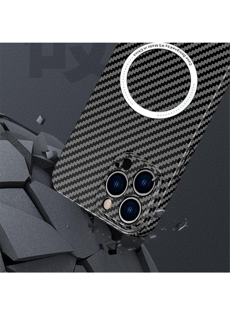 Aookay - Magnetic Case for iPhone 16 Pro Max Case, Carbon Fiber Slim Ultra Thin Aramid Fiber Anti-Scratch Shockproof Phone Case (Navy Blue) - Image 1