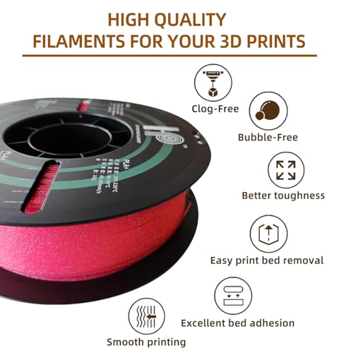 HP3DF Glitter PLA Filament, Twinkling 3D Printer Filament, PLA Filament 1.75mm Dimensional Accuracy +/- 0.02mm, 1KG Spool (2.2 lbs), Fit Most FDM Printer (Glitter Pink) - Image 3