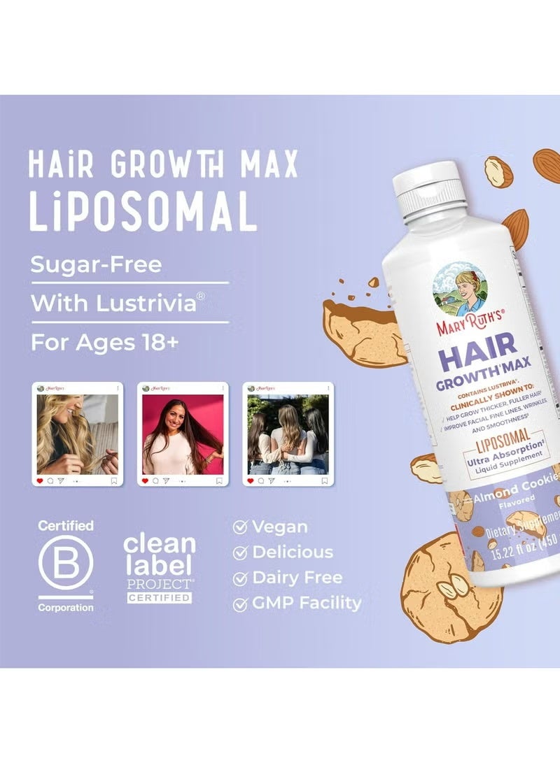 MaryRuth's Women’s Hair Growth MAX Liposomal 450ml | Biotin 10000mcg, Lustriva & Pumpkin Seed Oil | Hair Thickening, Skin & Nail Support | Liquid Supplement for Women 18+ - Image 3