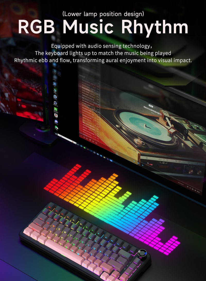 Ajazz AK820 MAX PLUS Tri-Mode Wireless Gaming Keyboard,75% Percent Keyboard,8000mAh RGB, Hot-Swappable, 0.85" Custom Screen for PC/Mac - Image 4