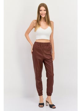 INC Women Regular Fit Plain Leather Pants, Brown  - Image 2