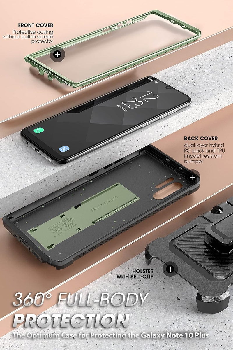SupCase for Samsung Galaxy Note 10 Plus/Note 10 Plus 5G Case (Unicorn Beetle Pro), [Built-in Stand & Belt Clip] Full-Body Rugged Phone Case Without Screen Protector for Galaxy Note 10 Plus, Guldan - Image 5