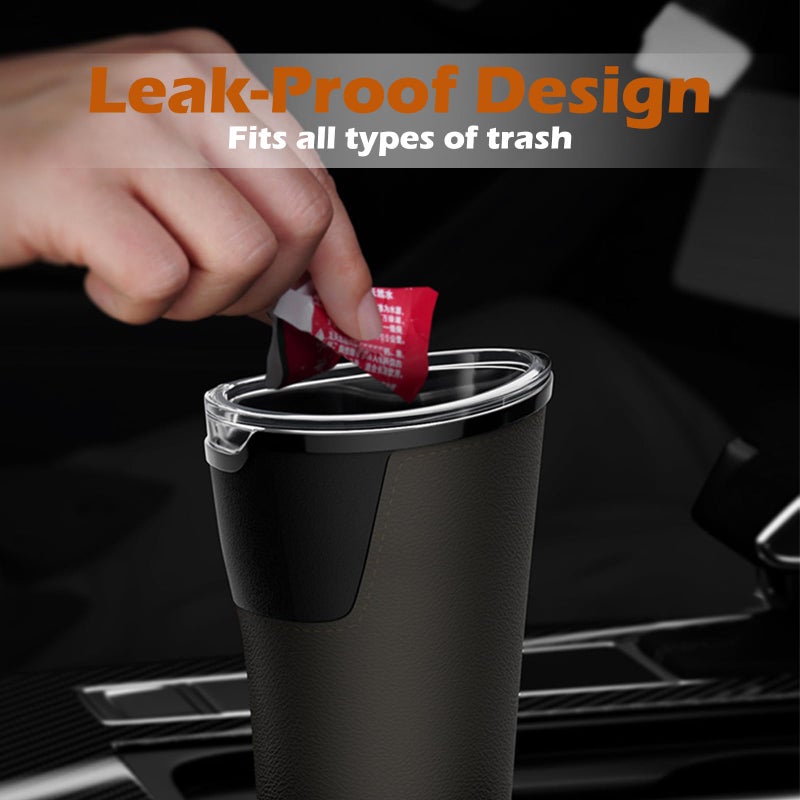 LoopTime Leakproof Car Trash Can,Mini Car Trash Bin for SUV and Truck,Small Removable Liner Cars Garbage Can,Waterproof Automotive TrashCan for Vehicle,Home,Office,Multipurpose,Easy to Clean (Black 2) - Image 4