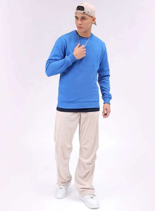 The Indian Garage Co Men Regular Fit Solid Crew Neck Overhead Sweatshirt
