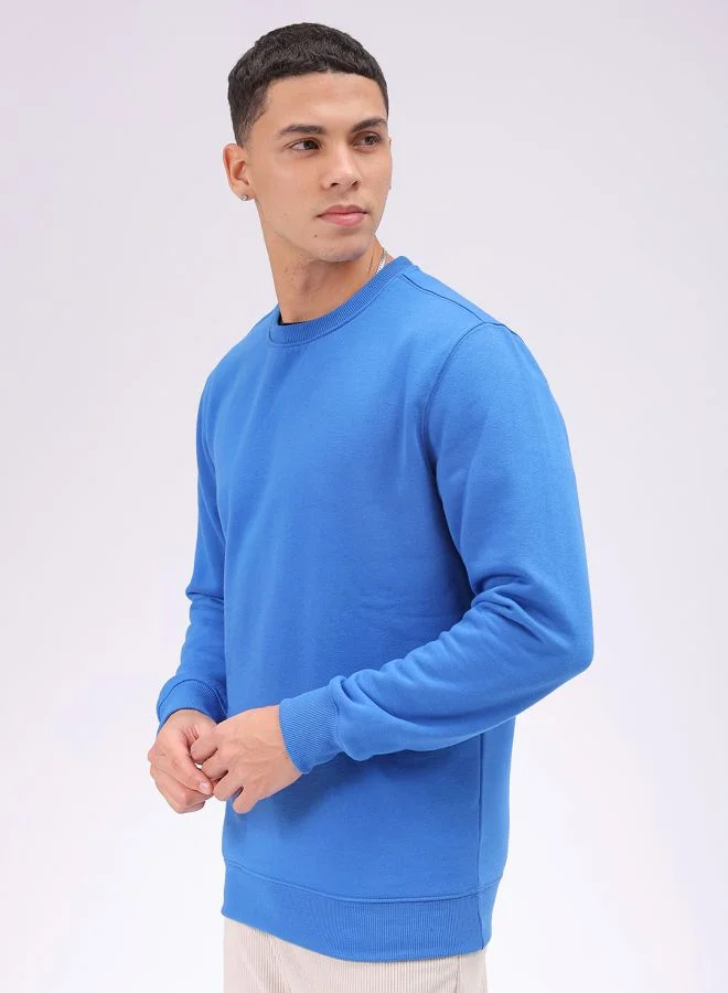 The Indian Garage Co Men Regular Fit Solid Crew Neck Overhead Sweatshirt