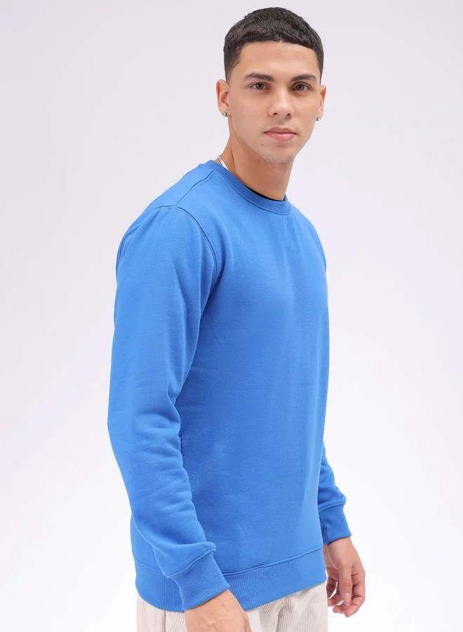 The Indian Garage Co Men Regular Fit Solid Crew Neck Overhead Sweatshirt