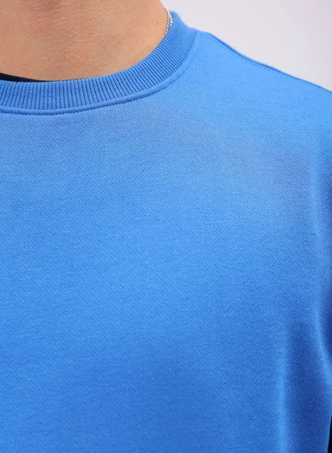 The Indian Garage Co Men Regular Fit Solid Crew Neck Overhead Sweatshirt