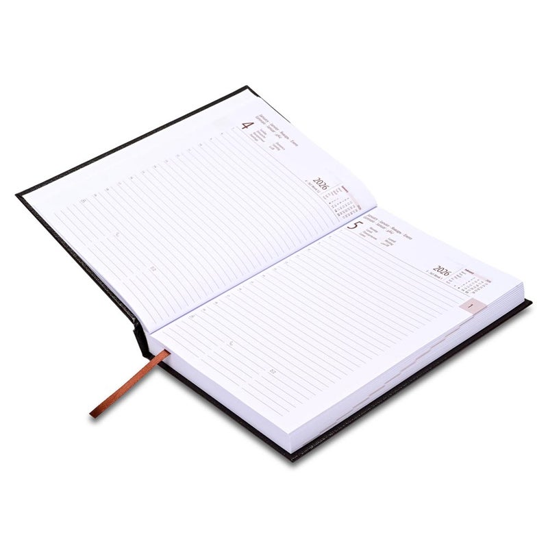 FIS 2026 International A5 Diary, 148x210mm, Hard Cover Vinyl Materials, 1 Day a Page Format, 7 Multi Languages, 60gsm White Paper, Chocolate Cover - FSDI136-7V26CH - Image 3