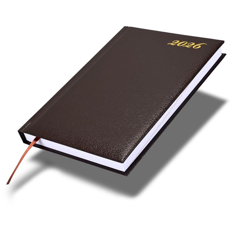 FIS 2026 International A5 Diary, 148x210mm, Hard Cover Vinyl Materials, 1 Day a Page Format, 7 Multi Languages, 60gsm White Paper, Chocolate Cover - FSDI136-7V26CH - Image 1