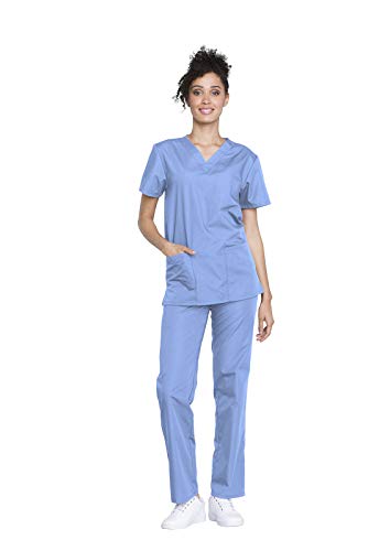 Cherokee Womens Unisex Top And Pant Medical Scrubs Set, Blue, XX-Small US - Image 1