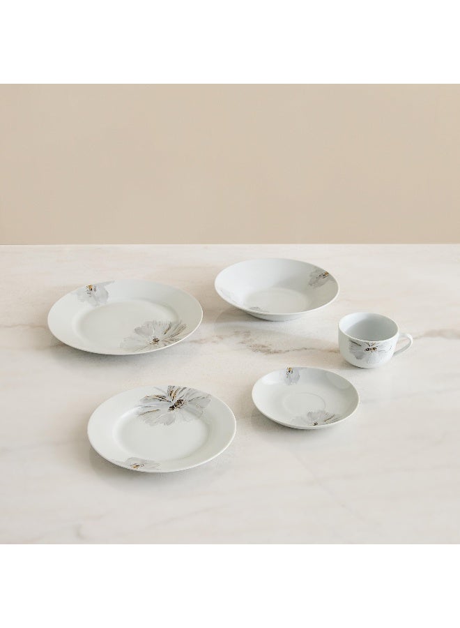 Home Box طقم عشاء من البورسلين - تصميم زهور بيضاء، 20 قطعة - Image 4