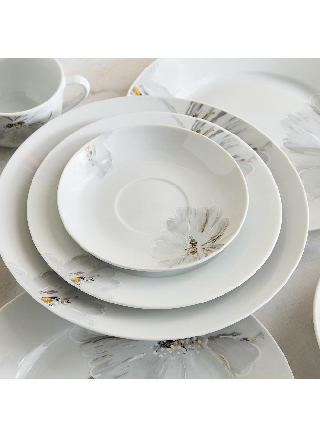 Home Box طقم عشاء من البورسلين - تصميم زهور بيضاء، 20 قطعة - Image 2