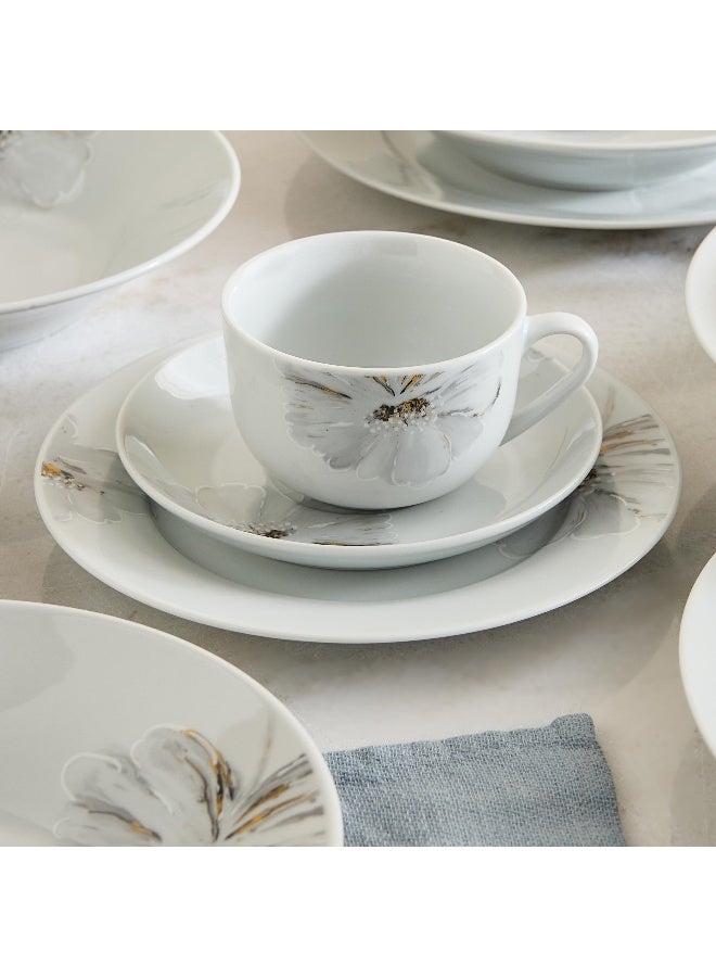 Home Box طقم عشاء من البورسلين - تصميم زهور بيضاء، 20 قطعة - Image 3