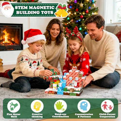 GEVINST 180PCS Magnetic Blocks Christmas Magnetic Building Blocks Set for Kids Ages 48 812 STEM Sensory Magnet Cube Tiles for Boys Girls Toddlers 3 Stocking Stuffers Christmas Toys Gifts - Image 5