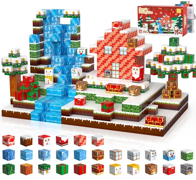 GEVINST 180PCS Magnetic Blocks Christmas Magnetic Building Blocks Set for Kids Ages 48 812 STEM Sensory Magnet Cube Tiles for Boys Girls Toddlers 3 Stocking Stuffers Christmas Toys Gifts - Image 3