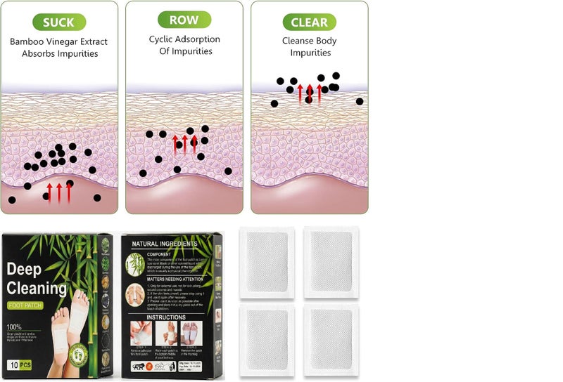 QERINKLE Premium Organic Health Patch Toxins Remove Pain Free Pads for Stress Relief Sleep,Natural ingredients Toxins Ginger Foot Detox Pads For Adhesive Feet & Body (Black, PACK OF 50) - Image 3