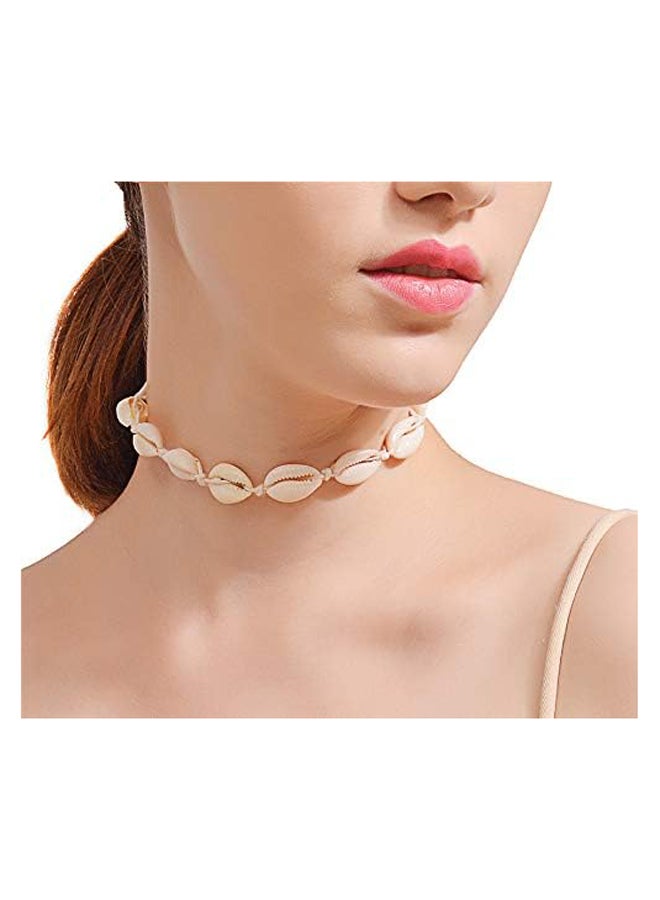 Natural Cowrie Shell Choker Necklace and Bracelet Set  - Image 3