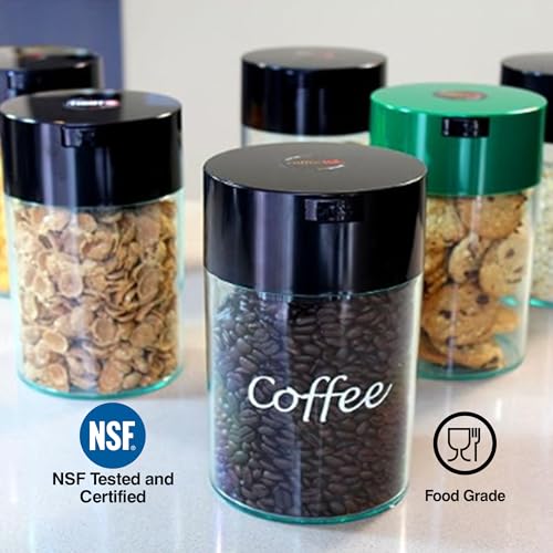 TIGHTPAC Coffeevac 1LB – Patented Airtight Container | Multi-use Vacuum Container Works as Smell Proof Containers for Ground Coffee and Coffee Bean Containers. Black Cap and Clear Body - Image 5