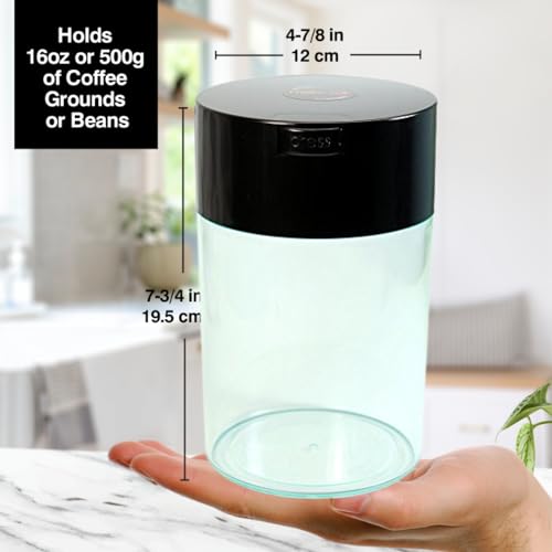 TIGHTPAC Coffeevac 1LB – Patented Airtight Container | Multi-use Vacuum Container Works as Smell Proof Containers for Ground Coffee and Coffee Bean Containers. Black Cap and Clear Body - Image 2