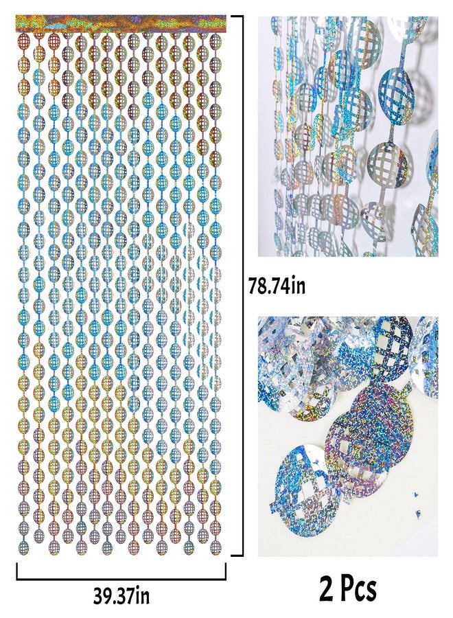 Max Shape Disco Ball Foil Curtains (2 Pack, Silver) for Bachelorette, Birthday, Wedding Parties - Image 2