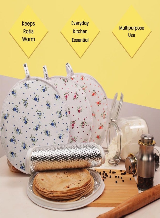 Wrapzy Insulated Roti Cover with Zip – Premium Chapati Cloth Bag for Hot Fresh Roti | Roti Insulation Bag | Chapati Cover Cloth for Casserole | Roti Pouch for Kitchen (Pack of 2) - Image 2