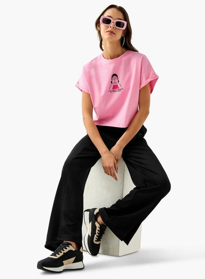 SP Characters Squid Game Print Boxy T-shirt with Crew Neck