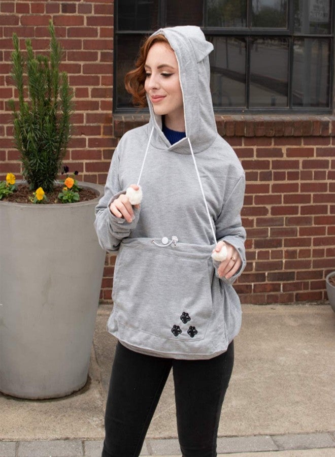 ALYC Unisex Hoodies Pet Holder Cat Dog Large Pouch Carriers Pullover with Cat Printing Sweatshirt (Light Grey- Classic Version, XXXL) - Image 3