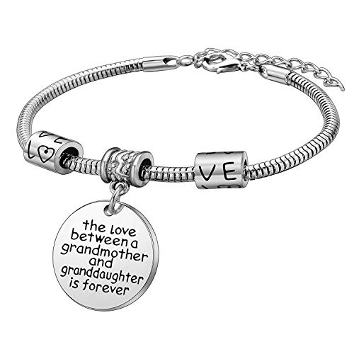 YEEQIN Grandmother Gift Grandma Bracelet Granddaughter Gift Bracelet Love between a Grandmother and Granddaughter is Forever - Image 5