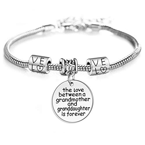 YEEQIN Grandmother Gift Grandma Bracelet Granddaughter Gift Bracelet Love between a Grandmother and Granddaughter is Forever - Image 1