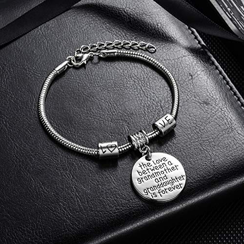 YEEQIN Grandmother Gift Grandma Bracelet Granddaughter Gift Bracelet Love between a Grandmother and Granddaughter is Forever - Image 2