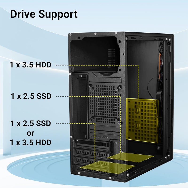 ZEBRONICS Grace, Computer Chassis, Micro ATX/Mini ITX, USB x 2, Front Audio, Perforated Side Panel, Textured Front Panel, Top-Mounted PSU - Image 4