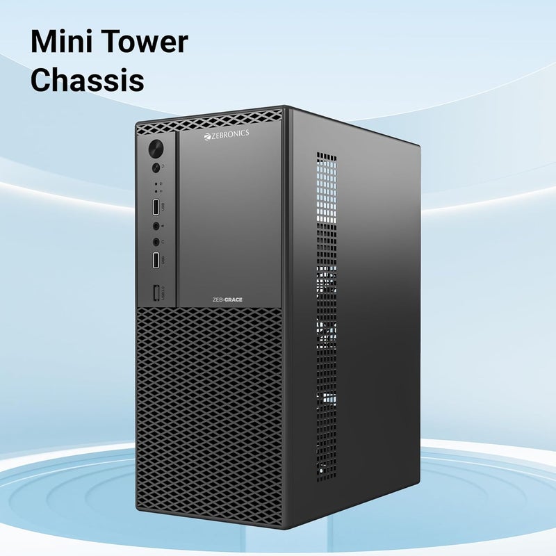 ZEBRONICS Grace, Computer Chassis, Micro ATX/Mini ITX, USB x 2, Front Audio, Perforated Side Panel, Textured Front Panel, Top-Mounted PSU - Image 2