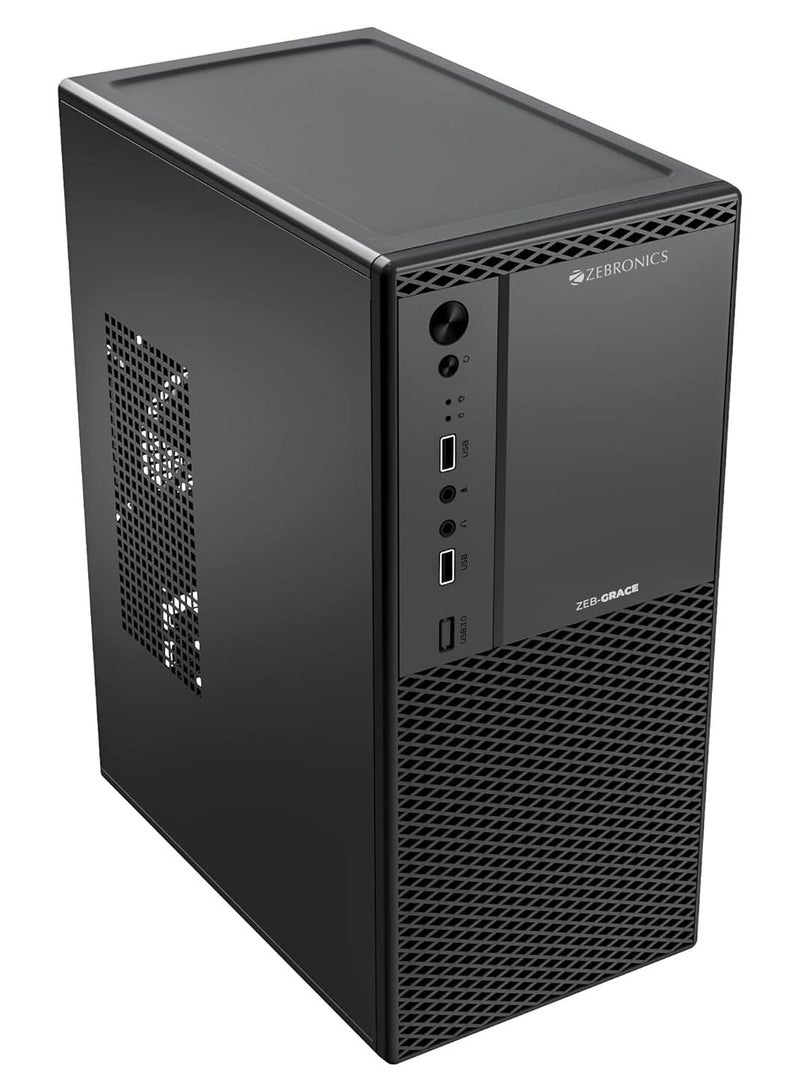 ZEBRONICS Grace, Computer Chassis, Micro ATX/Mini ITX, USB x 2, Front Audio, Perforated Side Panel, Textured Front Panel, Top-Mounted PSU - Image 1