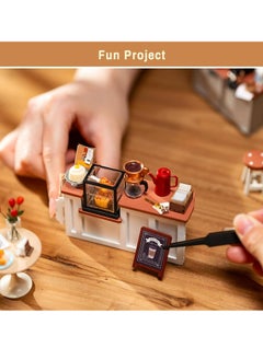 Robotime Rolife Flavory Café Miniature House kit DG162, Assembly Brain Teaser 3D Wooden Puzzle for Adults and Teens DIY Build Model Crafts Kits, Unique Gifts and Home Decor  - Image 4