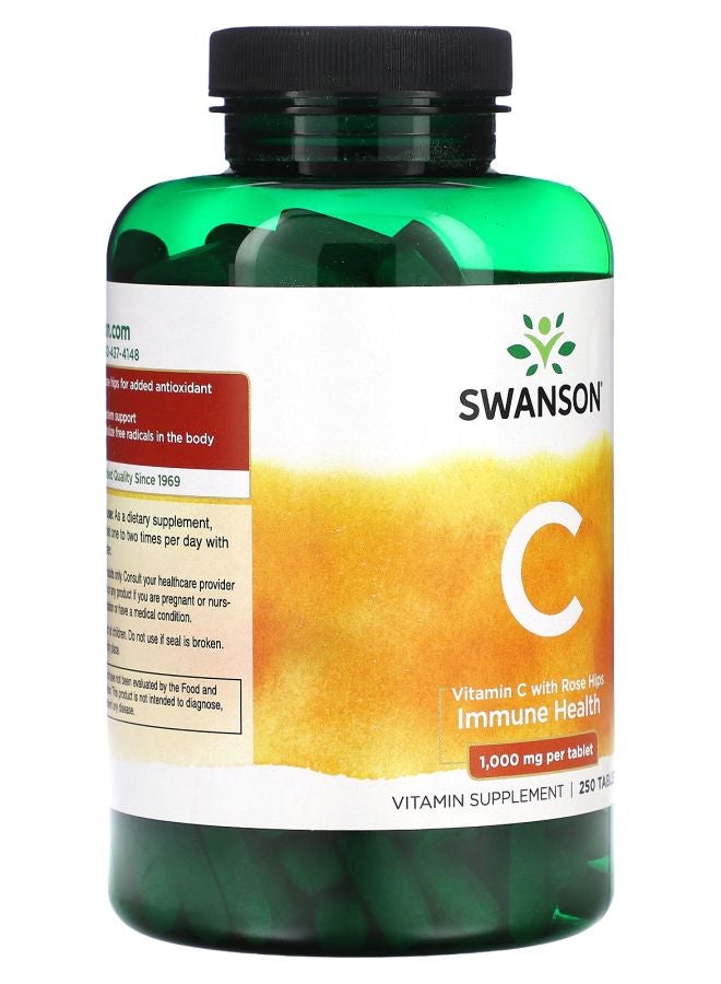 SWANSON Vitamin C With Rose Hips 1000 mg 250 Tablets - Image 2