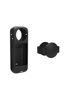 Generic Silicone Protective Case Compatible with Insta360 x4 Panoramic Sports Camera Dustproof Drop-Proof Protective Cover + Lens Cap (Black)  - Image 2