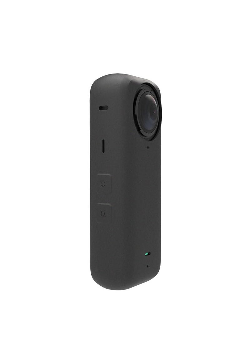 Generic - Silicone Protective Case Compatible with Insta360 x4 Panoramic Sports Camera Dustproof Drop-Proof Protective Cover + Lens Cap (Black) - Image 1