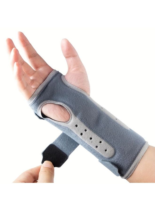 Grey Adjustable Wrist Brace For Carpal Tunnel Ergonomic Night Support With Splints Breathable Polyester Spandex Blend - Image 1