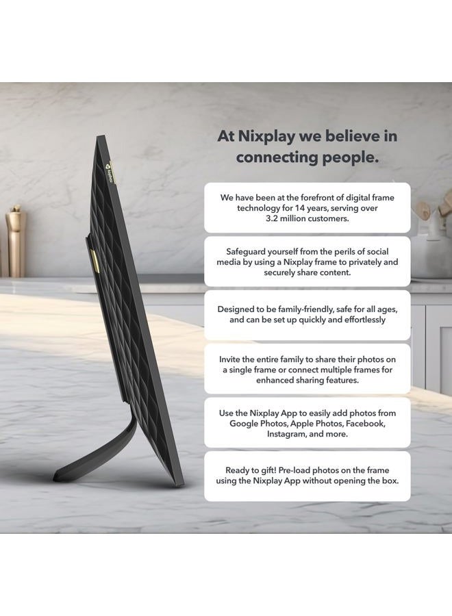 nixplay 15” Digital Photo Frame - Connecting Families & Friends (Black/White Matte) - Image 3