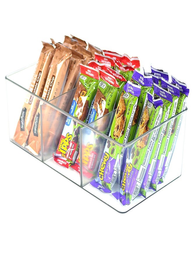 Youngever 2 Pack Clear Plastic Packet Storage Organizer 11" x 6" x 3.5", 3 Divided Sections Pantry Organizer, Holder for Snacks, Soups, Seasoning Packets - Image 1