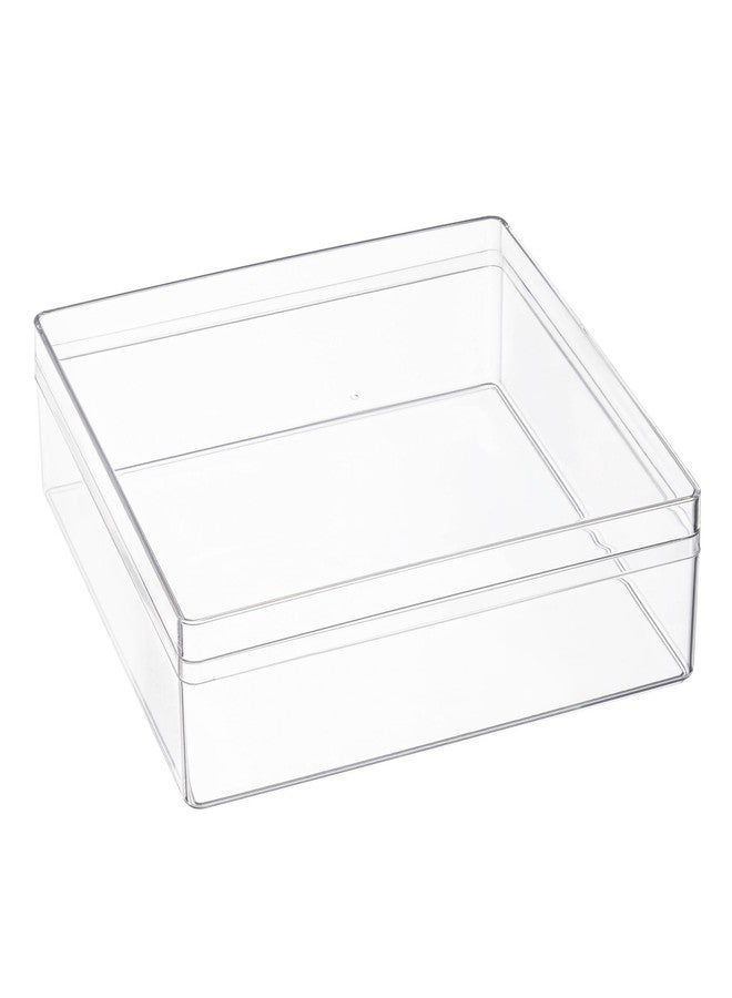 Hammont Clear Acrylic Box - Square Cube Home Storage Boxes - Bathroom Organizers | Kitchen | Office Storage Containers - Display Box with Lid - Party Favor Gifts | Measures 7.08”x7.08”x2.08” (12 Pack - Image 2