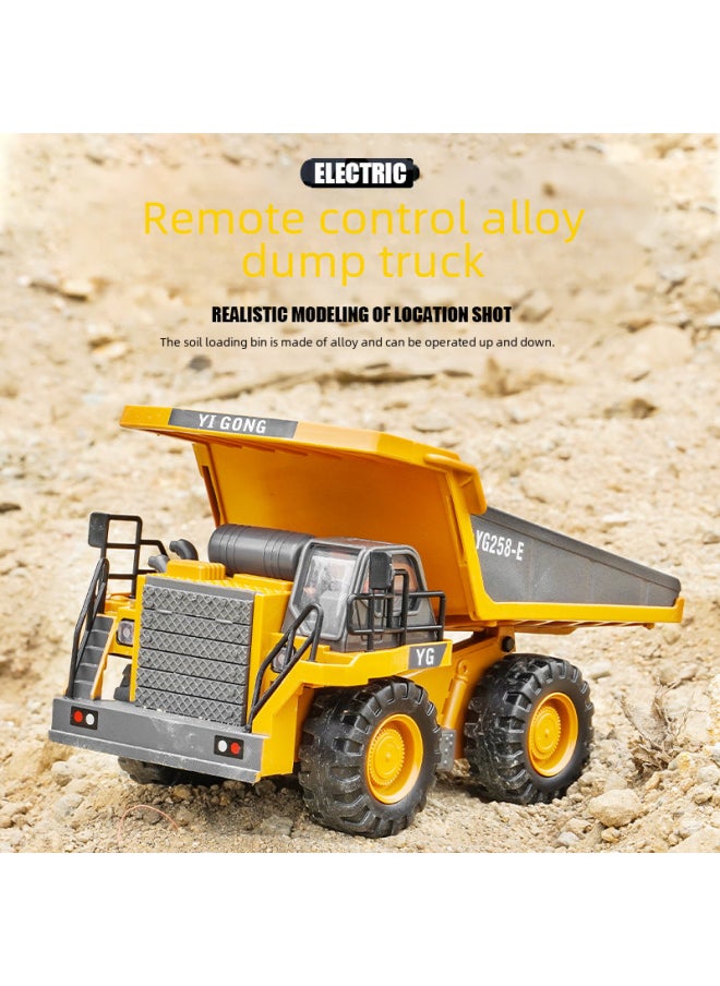 11-Channel Remote Control Alloy Excavator Spray Dump Truck Excavator Children's Toy Engineering Vehicle Remote Control Bulldozer-Color:11-way Alloy Excavator Yellow-Proportion:Three-level Version  - Image 5
