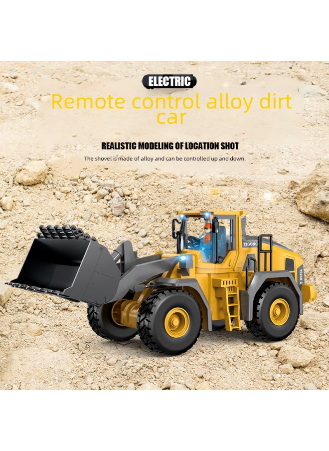 11-Channel Remote Control Alloy Excavator Spray Dump Truck Excavator Children's Toy Engineering Vehicle Remote Control Bulldozer-Color:11-way Alloy Excavator Yellow-Proportion:Three-level Version  - Image 4