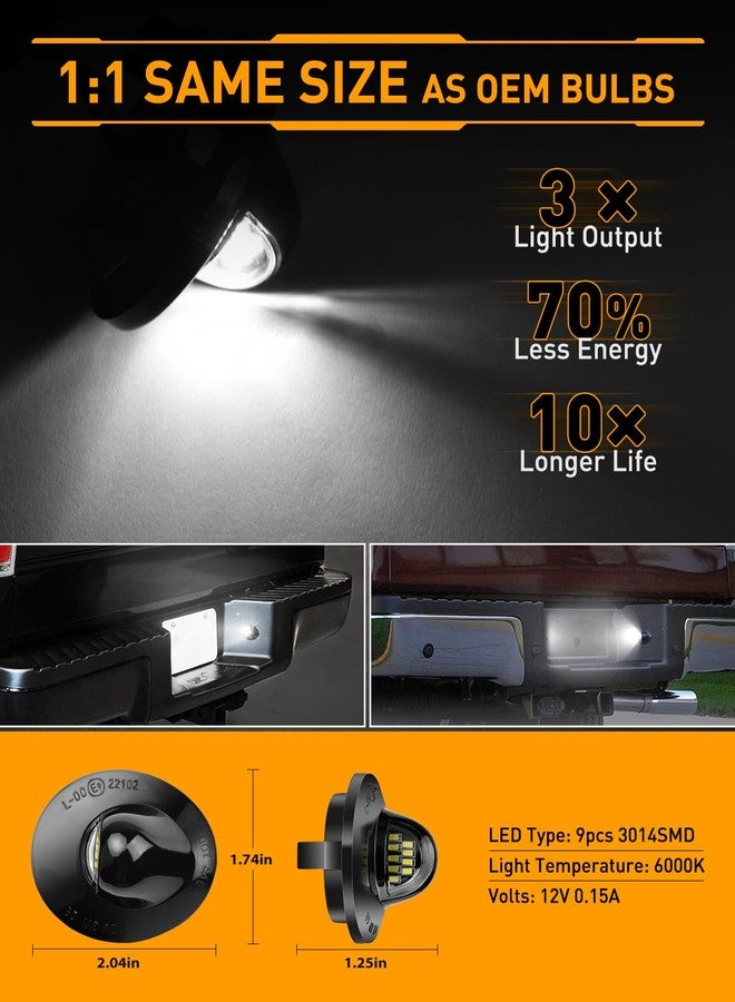 LESAUCE LED License Plate Lights Tag Lights for Ford F150 F250 F350 Super Duty Ranger Pickup Explorer Bronco Excursion Expedition Rear Bumper Bright White OEM Replacement 2 PCS - Image 3