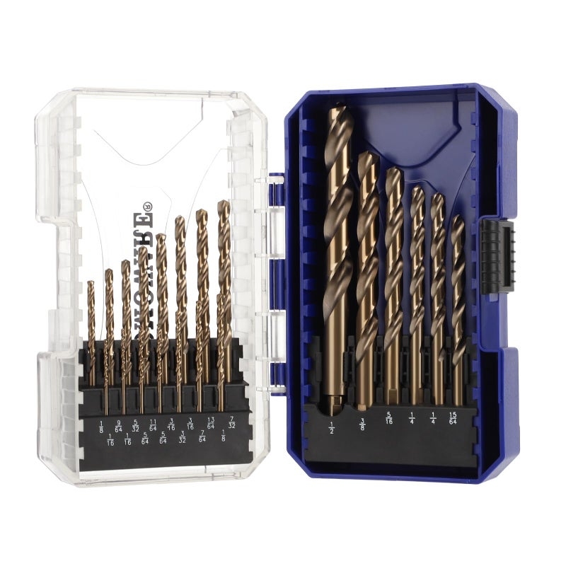 COMOWARE Cobalt Drill Bit Set- 21Pcs M42 High Speed Steel Twist Jobber Length for Hardened Metal, Stainless Steel, Cast Iron and Wood Plastic with Indexed Storage Case, 1/16"-1/2" - Image 1