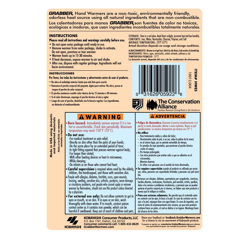 Grabber Hand Warmers - Long Lasting Natural Odorless Air Activated Warmers - Up to 10 Hours of Heat - 40 Pair , 3.5x2" - Image 4