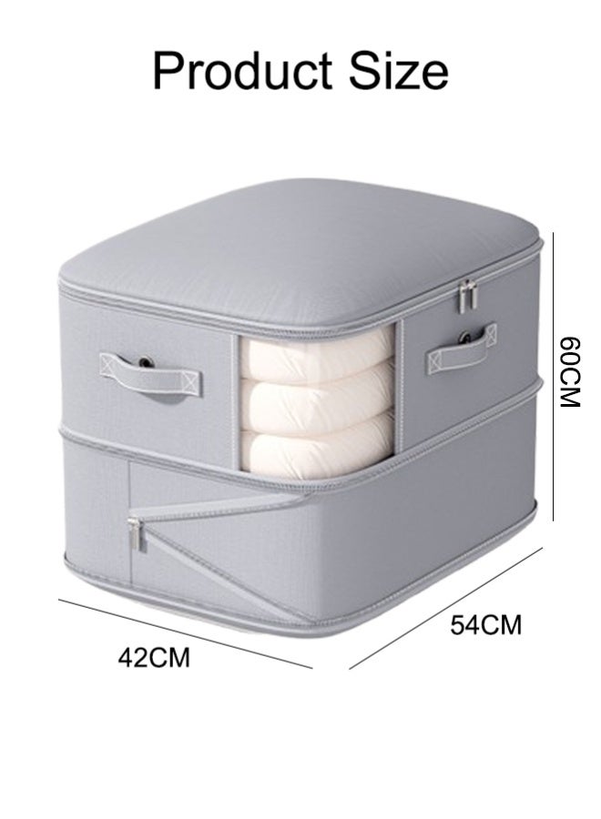 Space Saving Comforter Storage Bag with Handle, Sheet Storage with Zipper Window,Large Capacity Ultra Space Saving Self Compression Organize,Washable Bedding Organizer For Pillow Duvet Clothing Plush Toy,Grey - Image 2