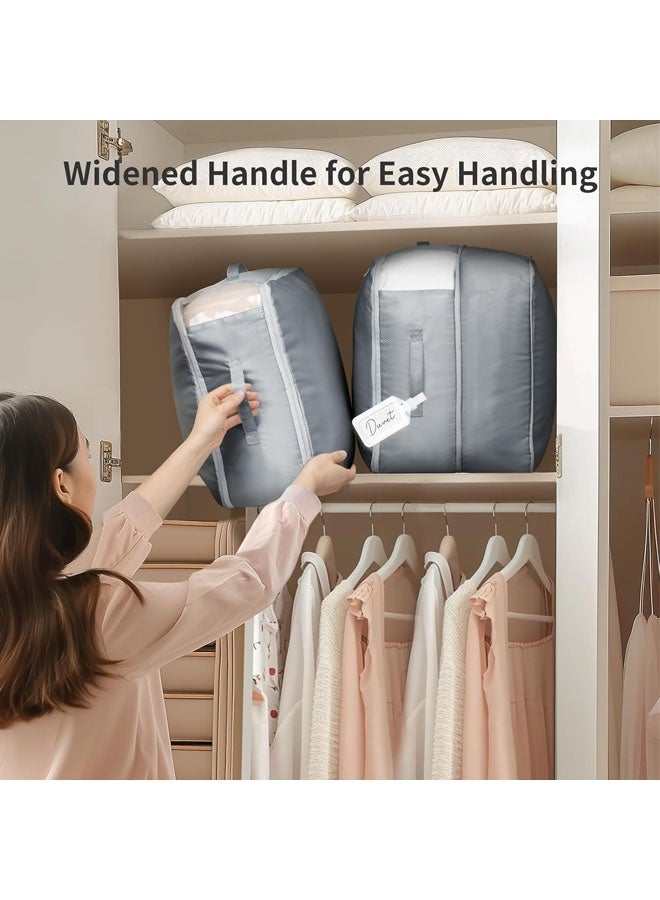 Space Saving Comforter Storage Bag with Handle, Sheet Storage with Zipper Window,Large Capacity Ultra Space Saving Self Compression Organize,Washable Bedding Organizer For Pillow Duvet Clothing Plush Toy,Grey - Image 4