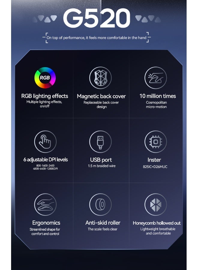 T-WOLF G520 Hollow Gaming Mouse - Image 3