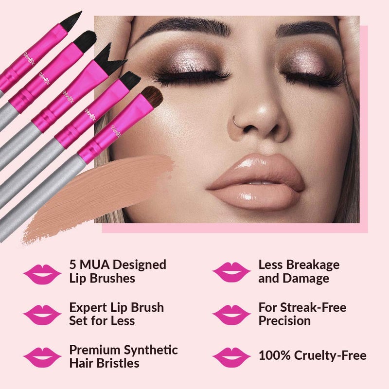 VERTEX Lip Brush For Lipstick Top Lip Stencil V Shape Multi Purpose Eyeliner Eyebrow Concealer Makeup Brushes 3pcs Round Head Blending Applicator Travel Reusable For All Day Red Nude Matte Pink Cream Gloss - Image 4